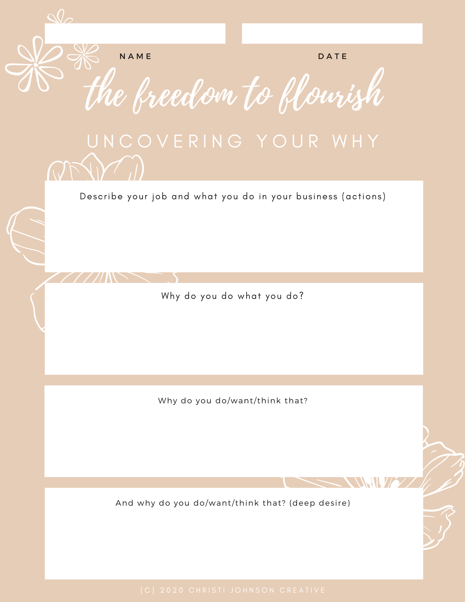 Free Uncovering Your Why Worksheet | Christi Johnson Creative