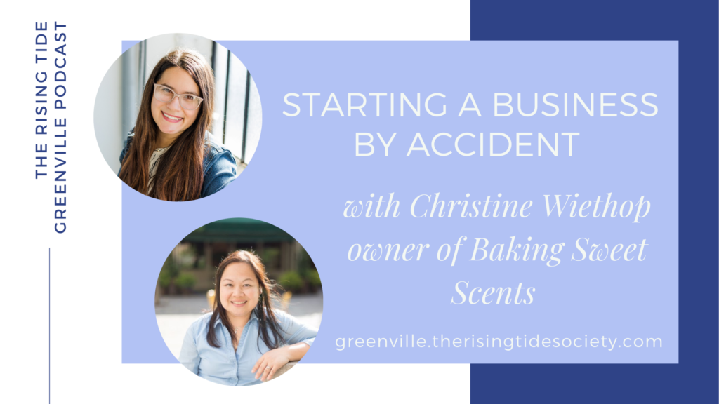 Images of Christi and Christine with text: Starting a Business by Accident against blue background 