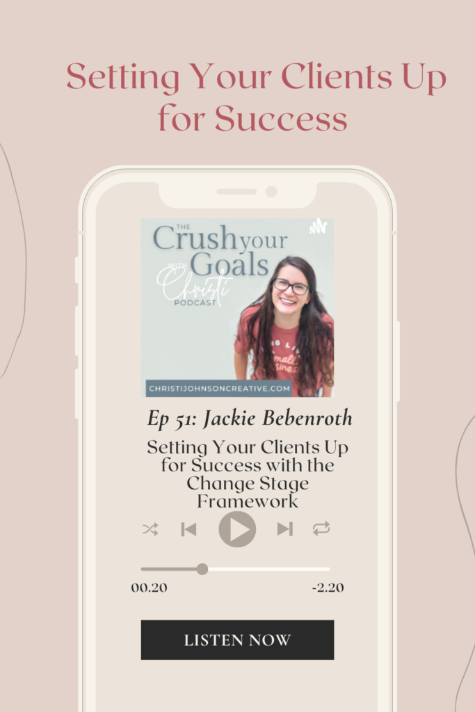 light pink graphic of phone playing episode 51: Setting your clients up for success through Change Communication. 