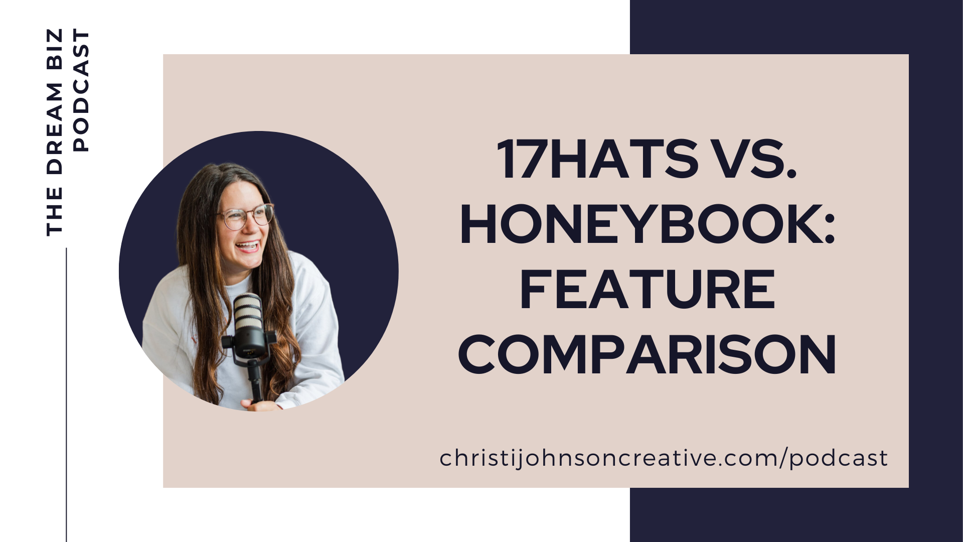 17Hats vs honeybook feature comparison is written in purple text on a tan background